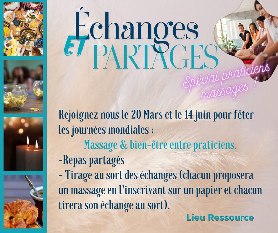 Échanges et partages — soirées massage & bien-être entre praticiens, visuel Lieu Ressource