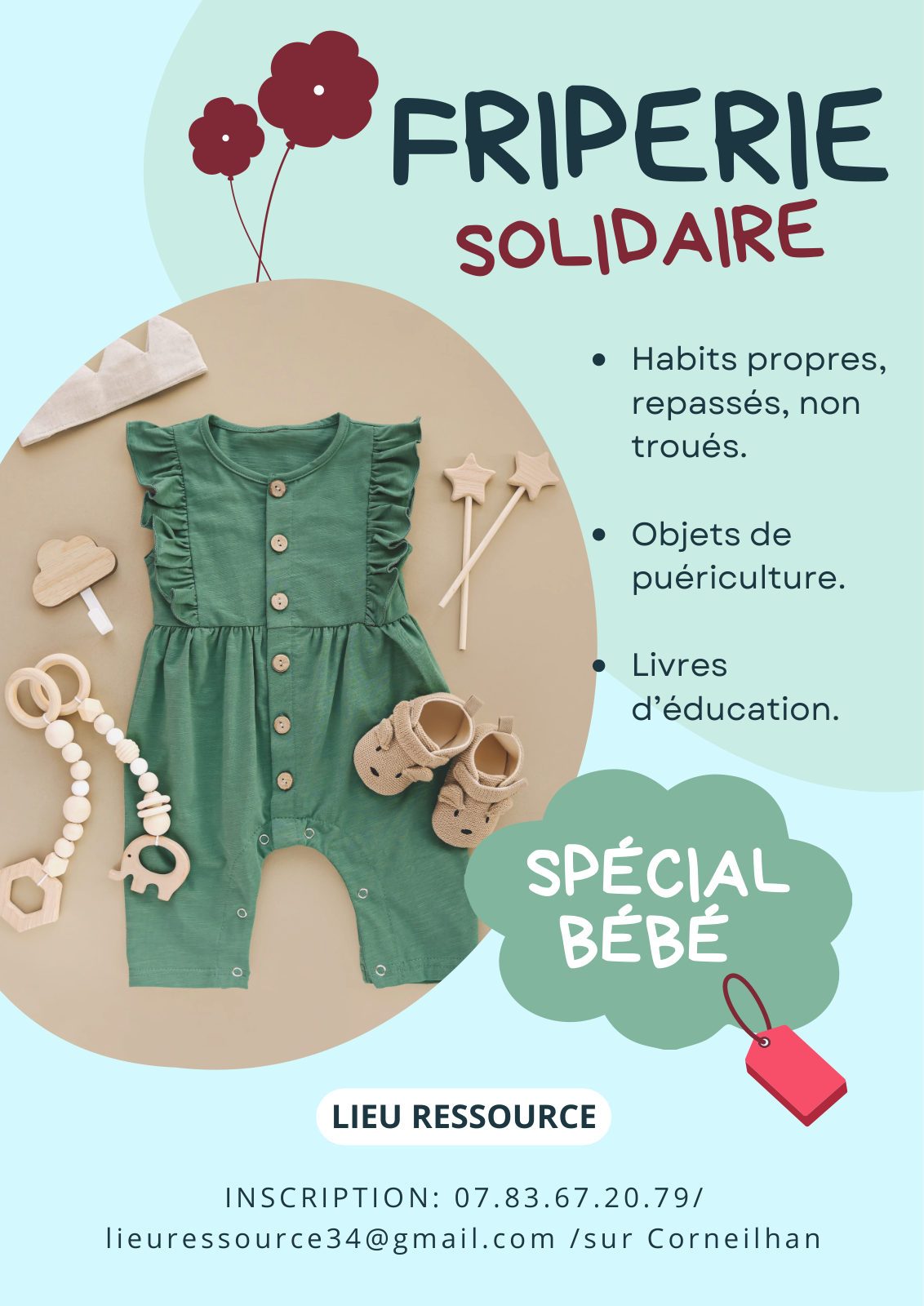 Affiche Friperie solidaire spécial bébé