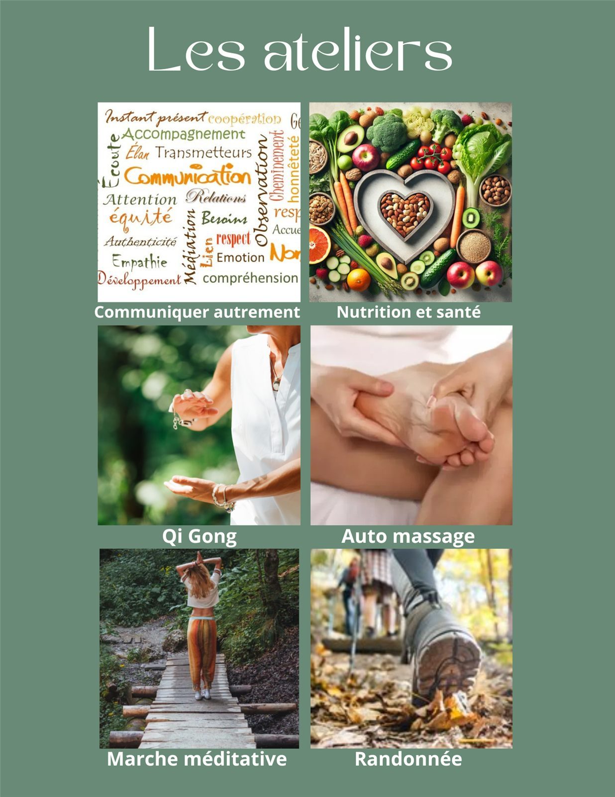 Les ateliers des retraites : nutrition, qi gong, auto-massage, randonnée