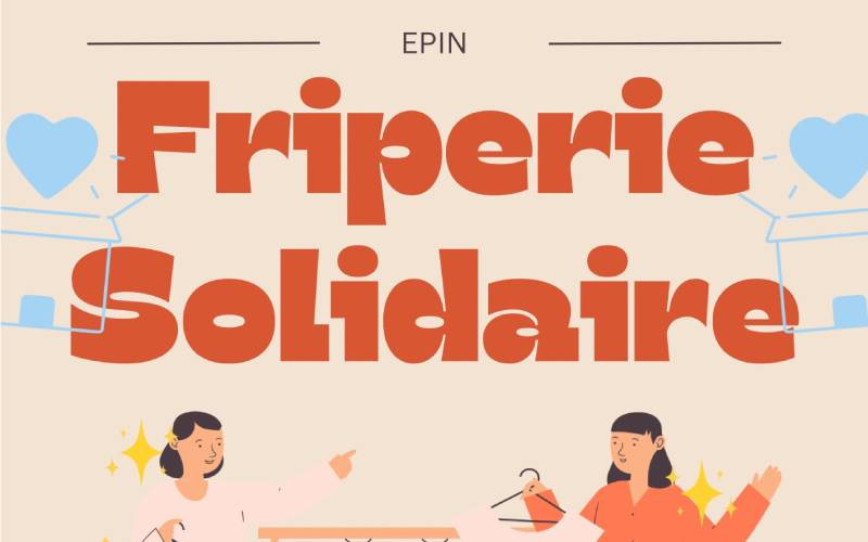 Affiche Friperie solidaire — échange ou dons, décembre 2025